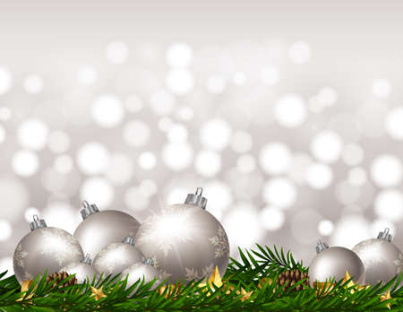 Christmas light silver bokeh background illustrationのイラスト素材