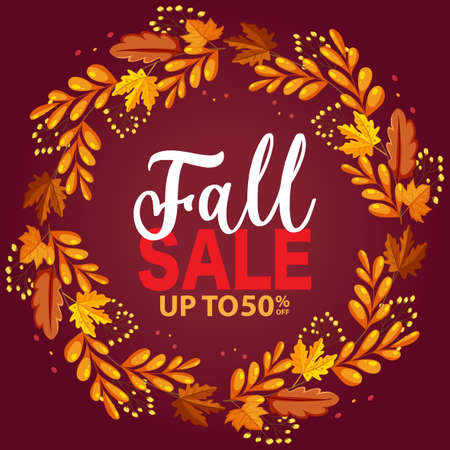 Fall sale banner template illustrationのイラスト素材