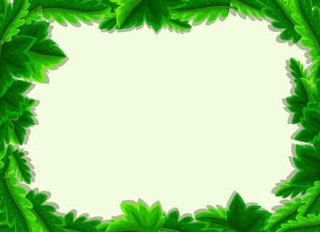 Empty background with green leaves frame illustrationのイラスト素材