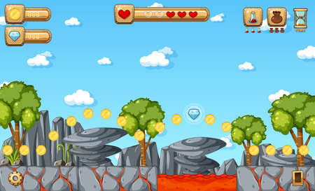 Game Template Nature Scene illustrationのイラスト素材