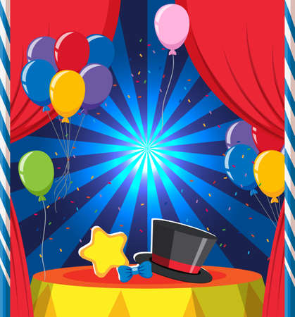 Empty banner design with red curtain illustrationのイラスト素材