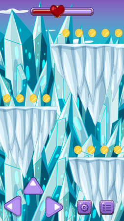 A Game Template Ice Cave Scene illustrationのイラスト素材