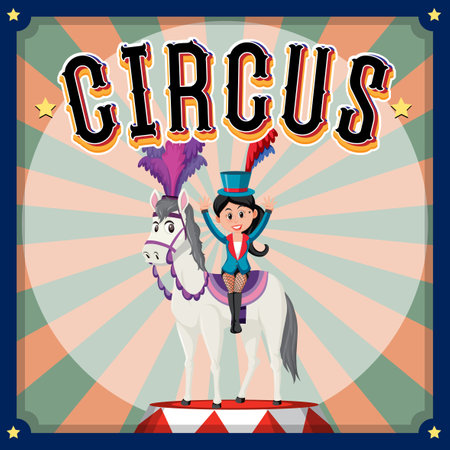 Circus banner design with magician girl illustrationのイラスト素材