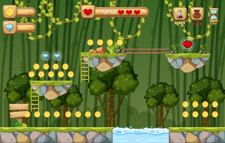 A Game Template Jungle Scene illustrationのイラスト素材