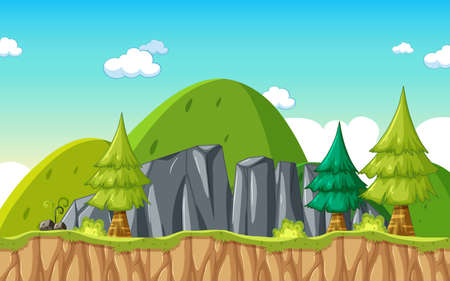Game Template Nature Forest Scene illustrationのイラスト素材