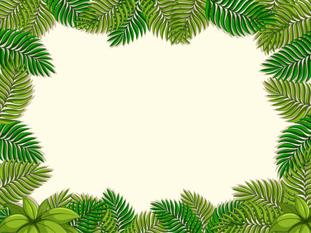 Empty background with tropical leaves elements illustrationのイラスト素材