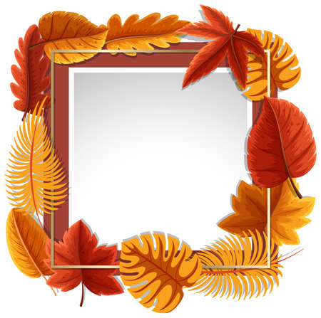 Square frame with autumn foliage illustrationのイラスト素材