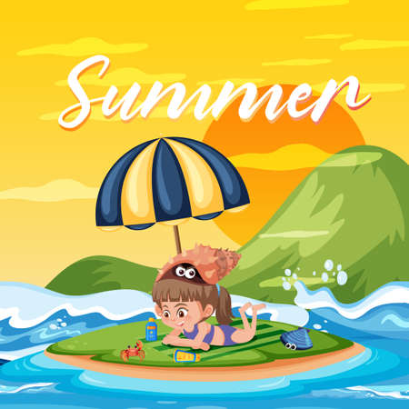 Summer Season Typographic Poster illustrationのイラスト素材