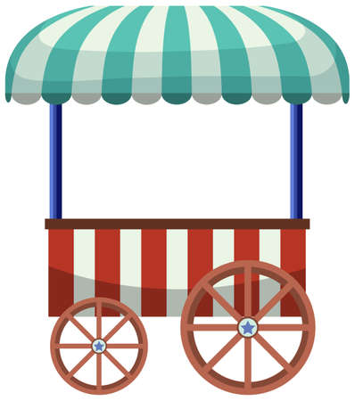 Amusement park trolley with striped roof  illustrationのイラスト素材