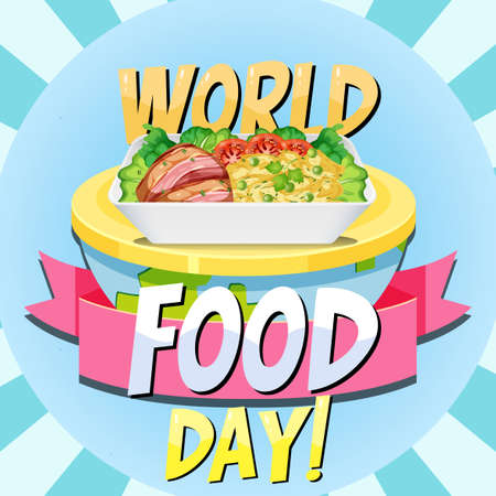 World food day banner with food bowl illustrationのイラスト素材