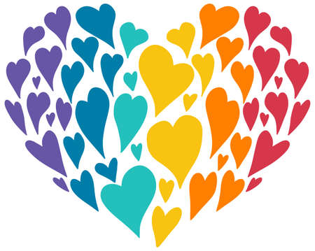 Heart shape made of small hearts illustrationのイラスト素材