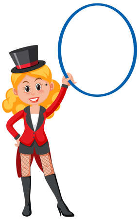 Magician girl performance holding ring illustrationのイラスト素材