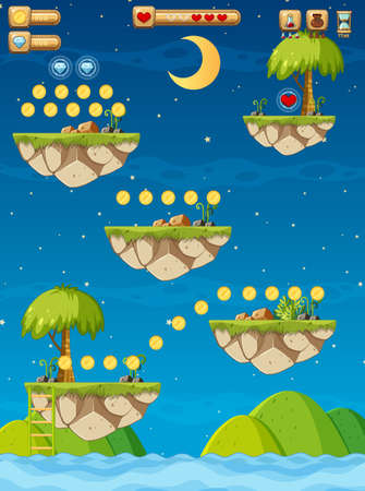 Game Template Forest Scene illustrationのイラスト素材