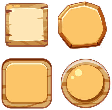 Set of different empty wooden board illustrationのイラスト素材