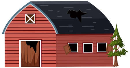 Abandoned house on white background illustrationのイラスト素材