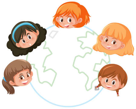 Children faces around the world  illustrationのイラスト素材