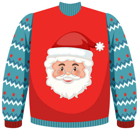 Christmas sweater with Santa Claus pattern illustrationのイラスト素材