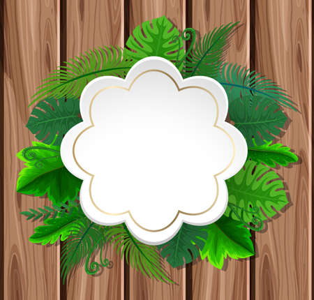 Tropical leaves frame template illustrationのイラスト素材