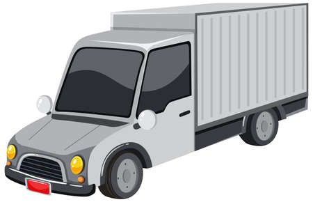 Grey delivery truck with shipping container illustrationのイラスト素材