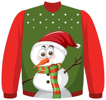 Christmas sweater with snowman pattern illustrationのイラスト素材
