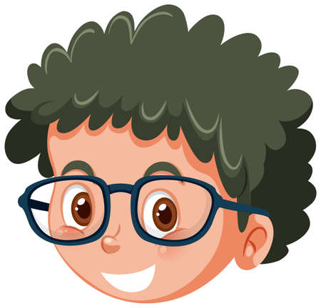 Face of cute nerdy boy illustrationのイラスト素材