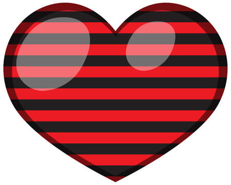 Big heart with black horizontal stripes illustrationのイラスト素材