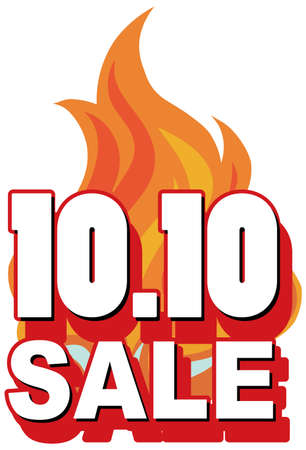 10.10 Sale promotion fire banner illustrationのイラスト素材