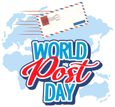 World Post Day word banner on world map illustrationのイラスト素材