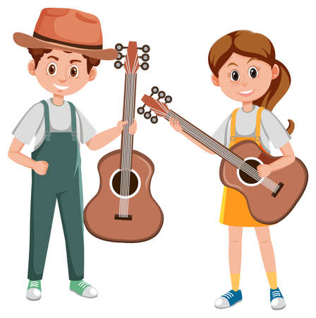 Musician cartoon character on white background illustrationのイラスト素材