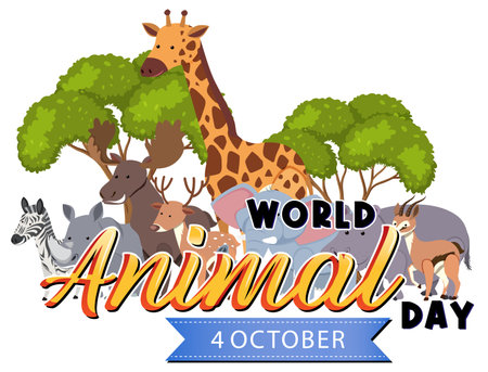 World Animal Day with african animals illustrationのイラスト素材