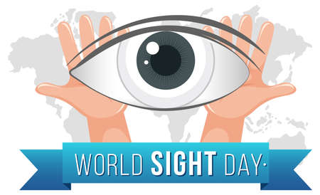World Sight Day banner with hands holding an eye illustrationのイラスト素材