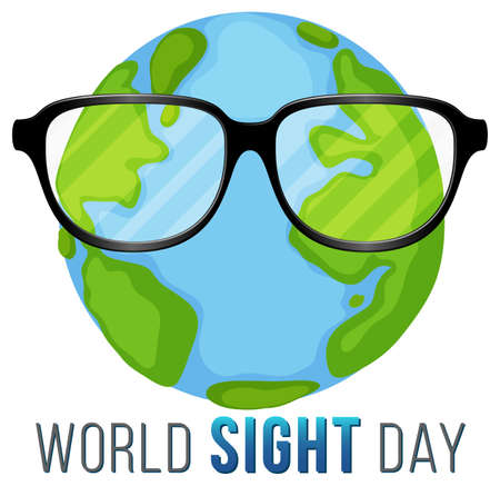 World Sight Day banner with earth globe wearing glasses illustrationのイラスト素材