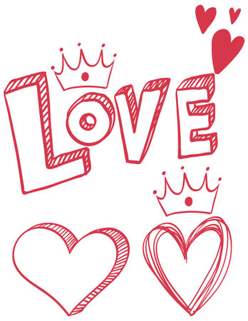 Love word text logotype in doodle style illustrationのイラスト素材