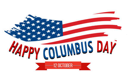Happy Columbus day banner with American flag illustrationのイラスト素材
