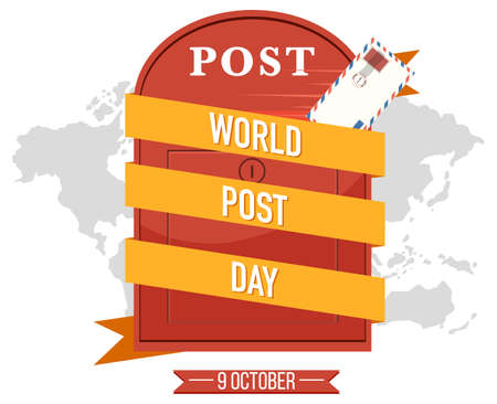 World Post Day word logo on a postbox illustrationのイラスト素材