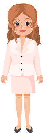 A secretary cartoon character on white background illustrationのイラスト素材