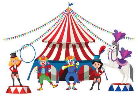 Circus dome at amusement park on white background illustrationのイラスト素材