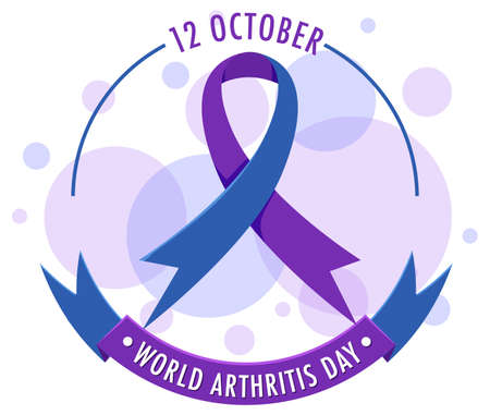 World Arthritis Day banner with purple ribbon illustrationのイラスト素材