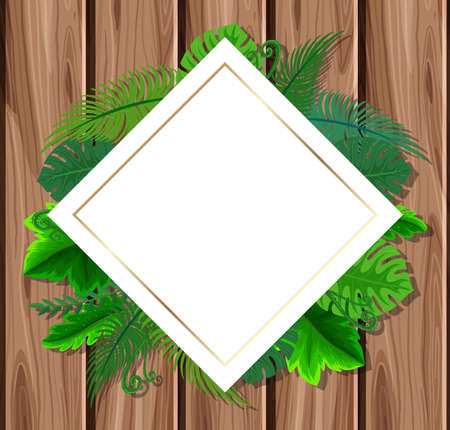 Rotated square frame with tropical green leaves illustrationのイラスト素材