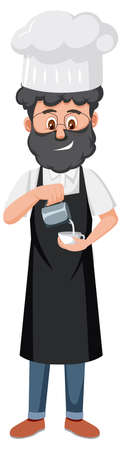 A barista cartoon character on white background illustrationのイラスト素材