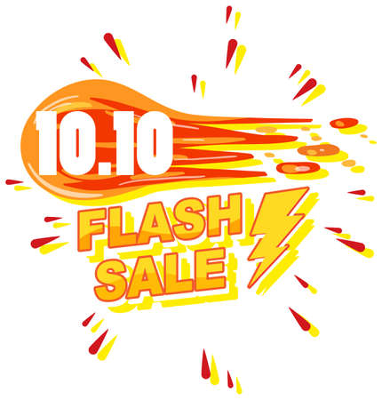 10.10 Flash Sale promotion fire banner illustrationのイラスト素材