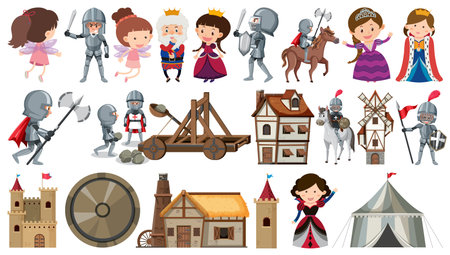 Set of fantasy cartoon characters illustrationのイラスト素材