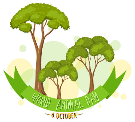 World Animal Day banner with wild trees illustrationのイラスト素材