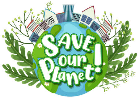 Save Our Planet typography logo design  illustrationのイラスト素材