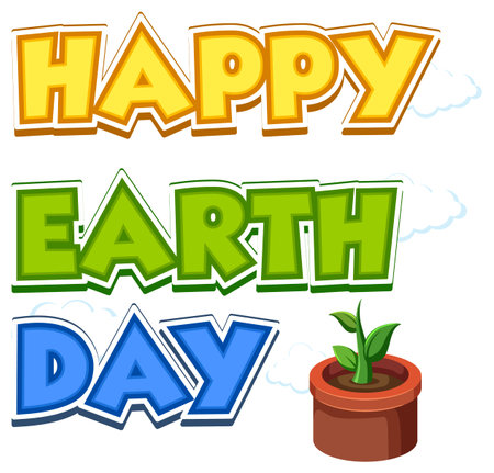 Happy Earth Day typography logo design illustrationのイラスト素材