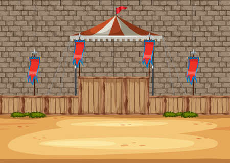 Empty medieval battle scene  illustrationのイラスト素材