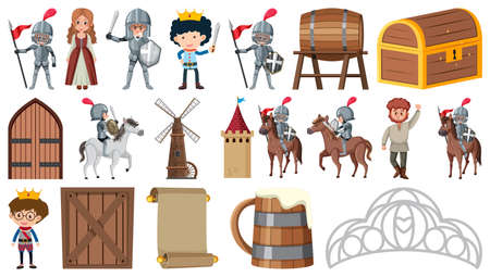 Set of fantasy cartoon characters illustrationのイラスト素材