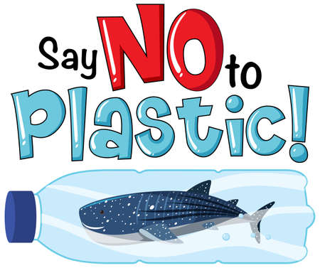 Say no to plastic typography design  illustrationのイラスト素材