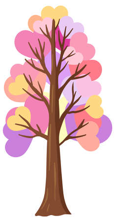 Heart tree in pastel colours illustrationのイラスト素材