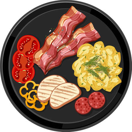 Top view food on white background  illustrationのイラスト素材